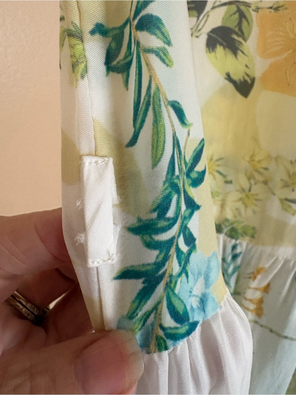 JOHNNY WAS Vintage Look Floral Print Sleeveless Dress. Sheer! White Yellow - Picture 6 of 8